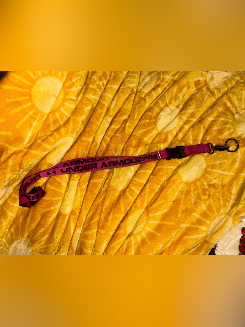 Under Armour Magenta Logo Lanyard with Black Text